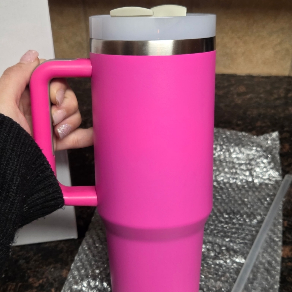 40 oz Insulated Tumbler with Handle & Straw | Stanley-Style | BPA Free